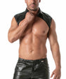 Faux leather shirt collar
