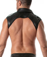 Faux leather shirt collar