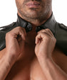 Faux leather shirt collar