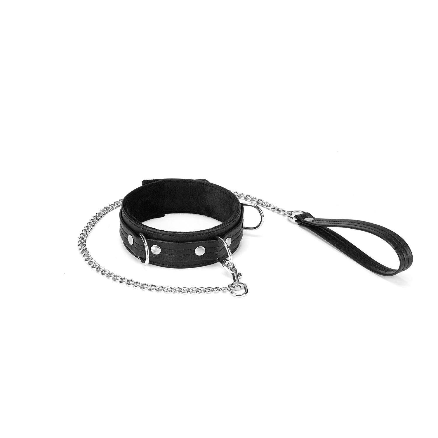 Black and silver collar and leash