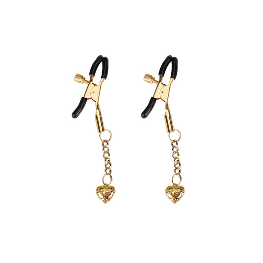 Pinces à tétons avec pendentif en forme de cœur