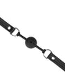 Gag Ball en cuir souple noir et argent