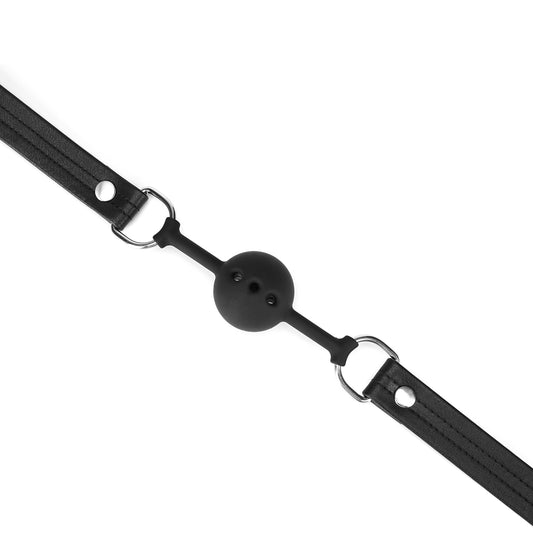 Black and silver soft leather Gag Ball