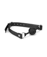 Gag Ball en cuir souple noir et argent