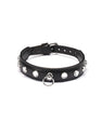 Black leather choker with diamonds