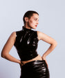 High-neck latex top