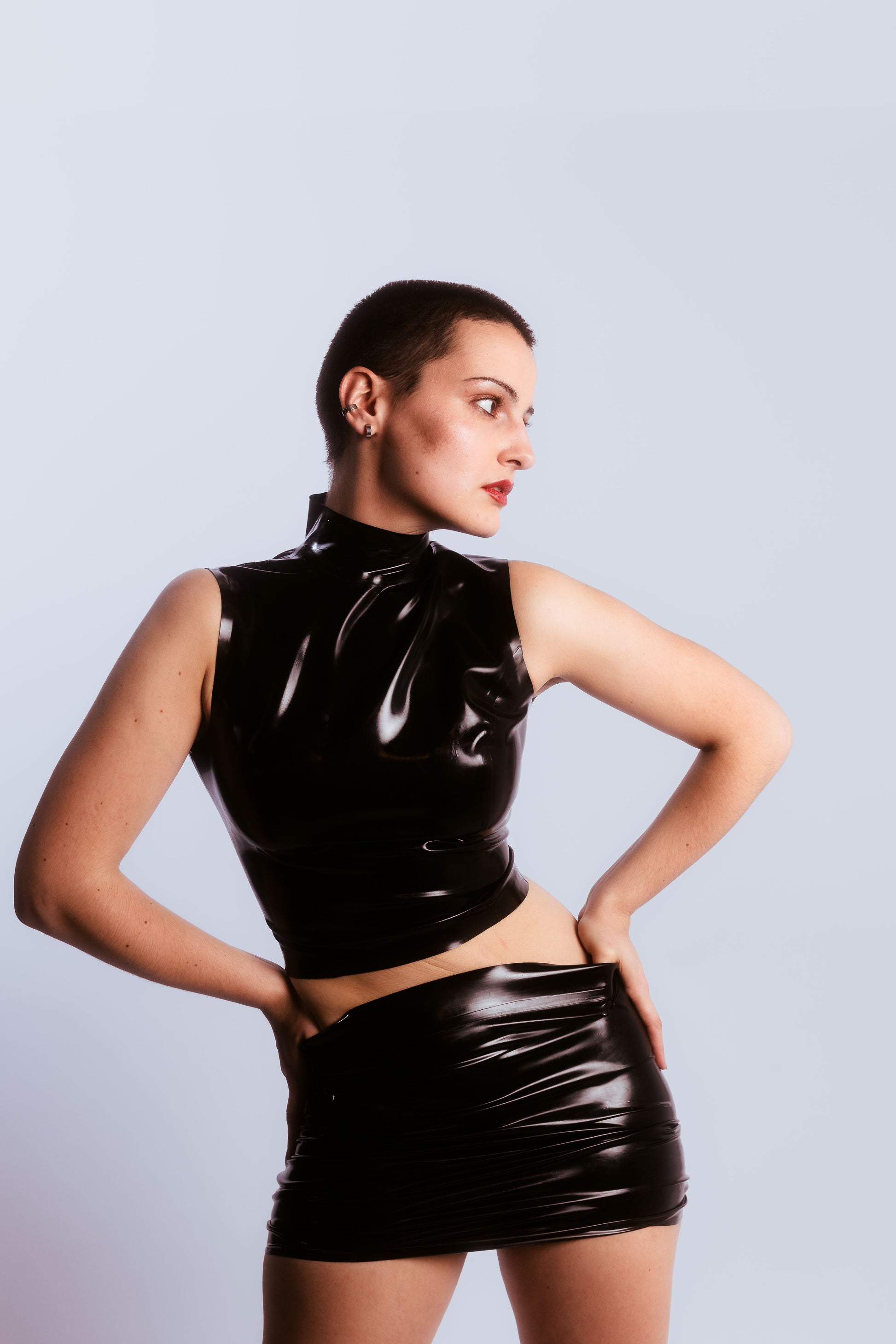 High-neck latex top