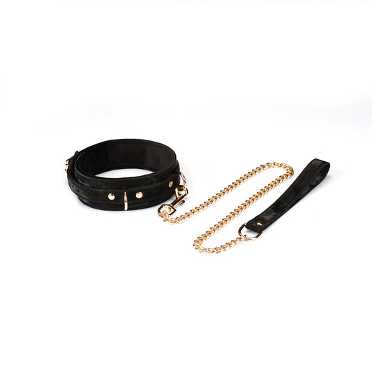 Black Velvet Collar with Leash