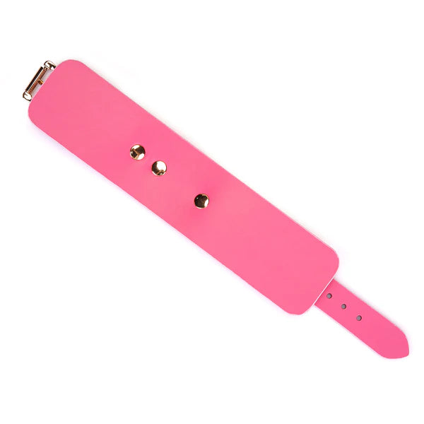 Menottes en cuir rose irisé