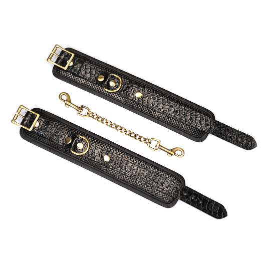 Crocodile-effect cowhide handcuffs
