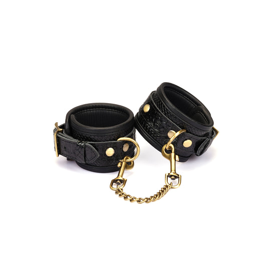 Crocodile-effect cowhide handcuffs