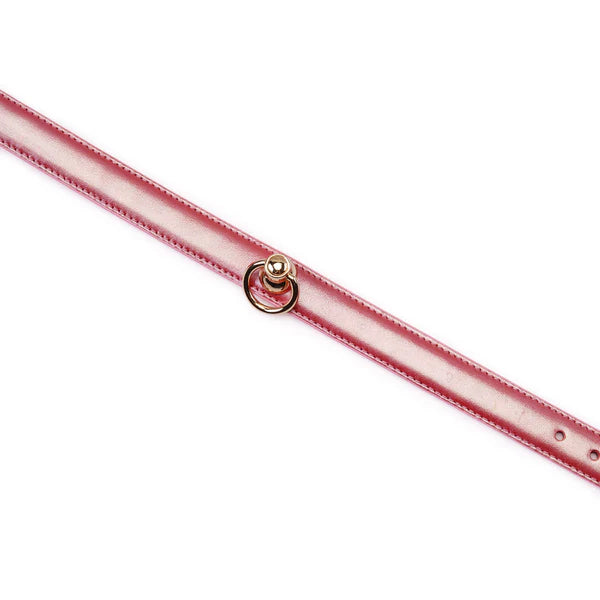 Collier avec laisse rose irisé