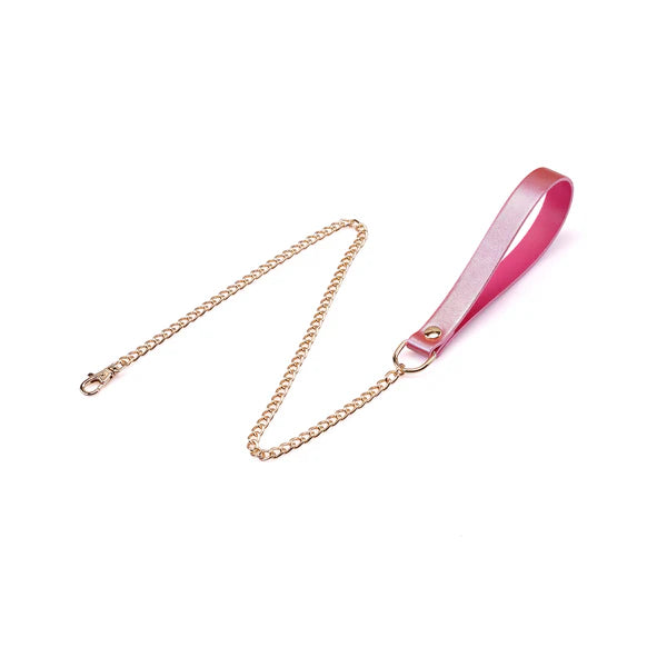 Collier avec laisse rose irisé
