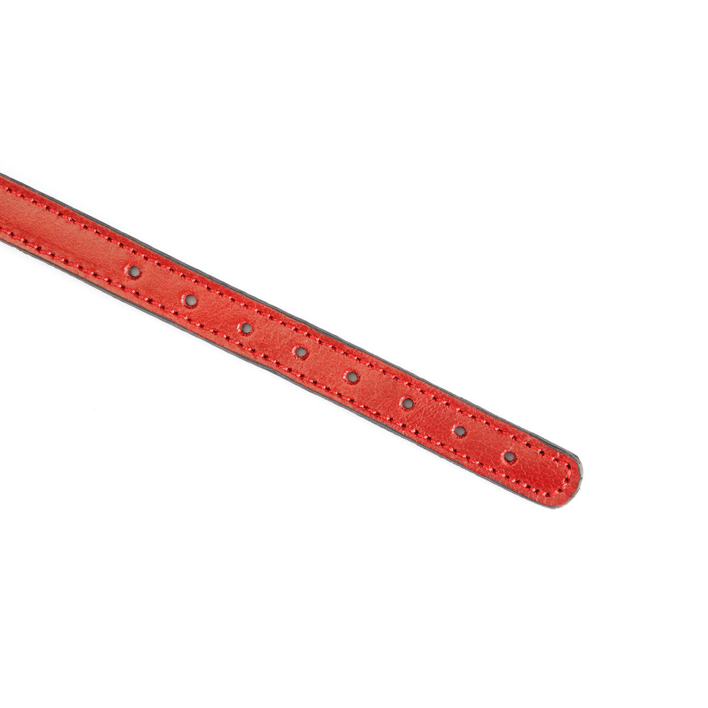 Collier fin en cuir Rouge avec strass