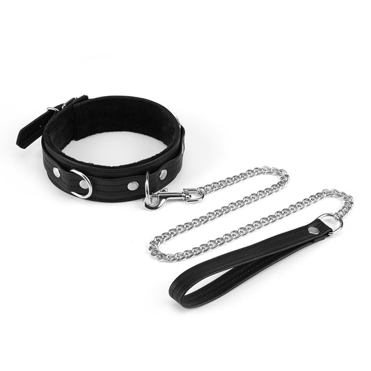 Black and silver collar and leash