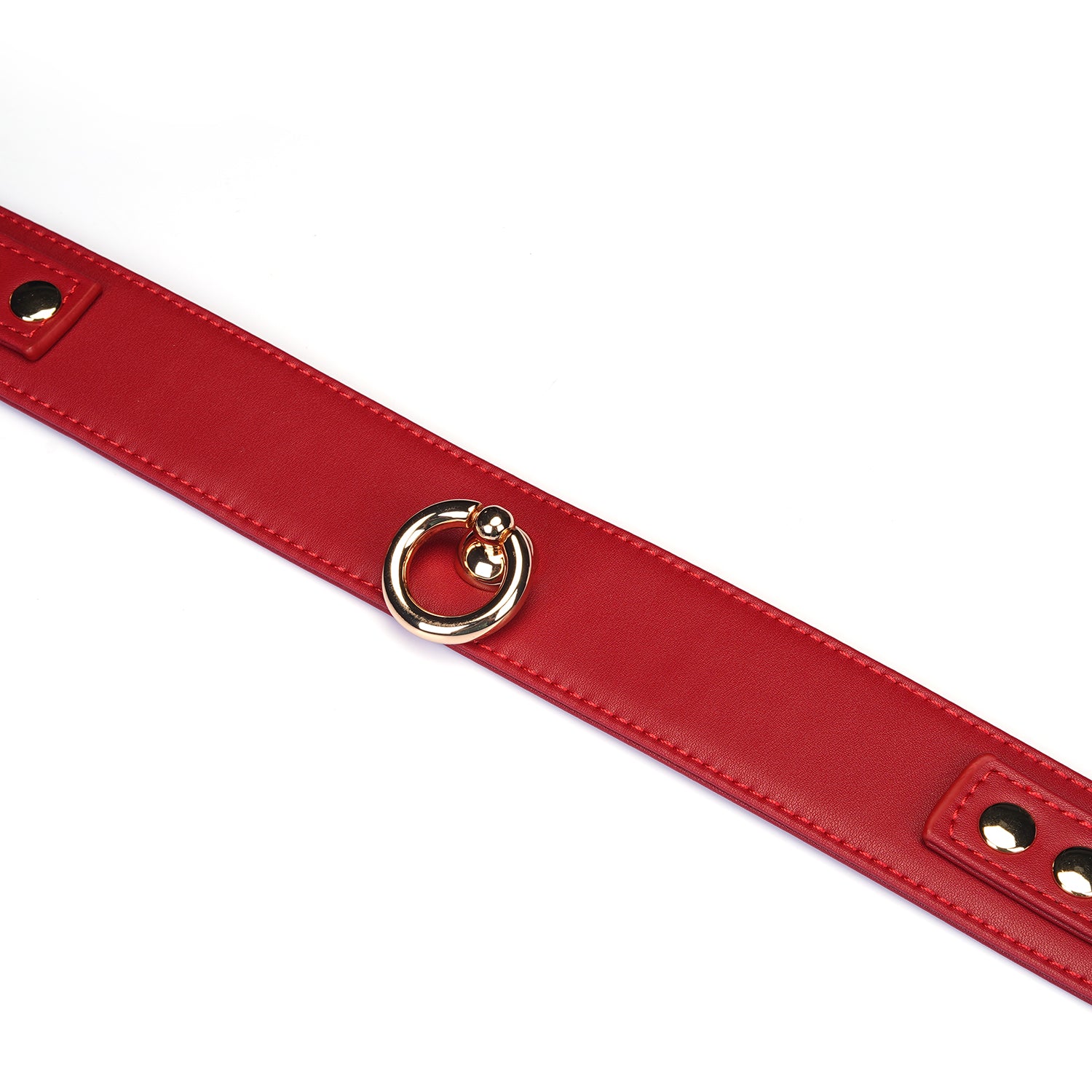 Collier avec laisse simili cuir rouge