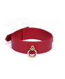 Collier avec laisse simili cuir rouge