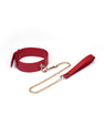 Collier avec laisse simili cuir rouge