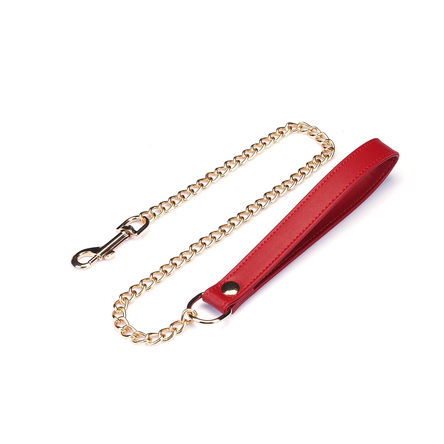 Collier avec laisse simili cuir rouge