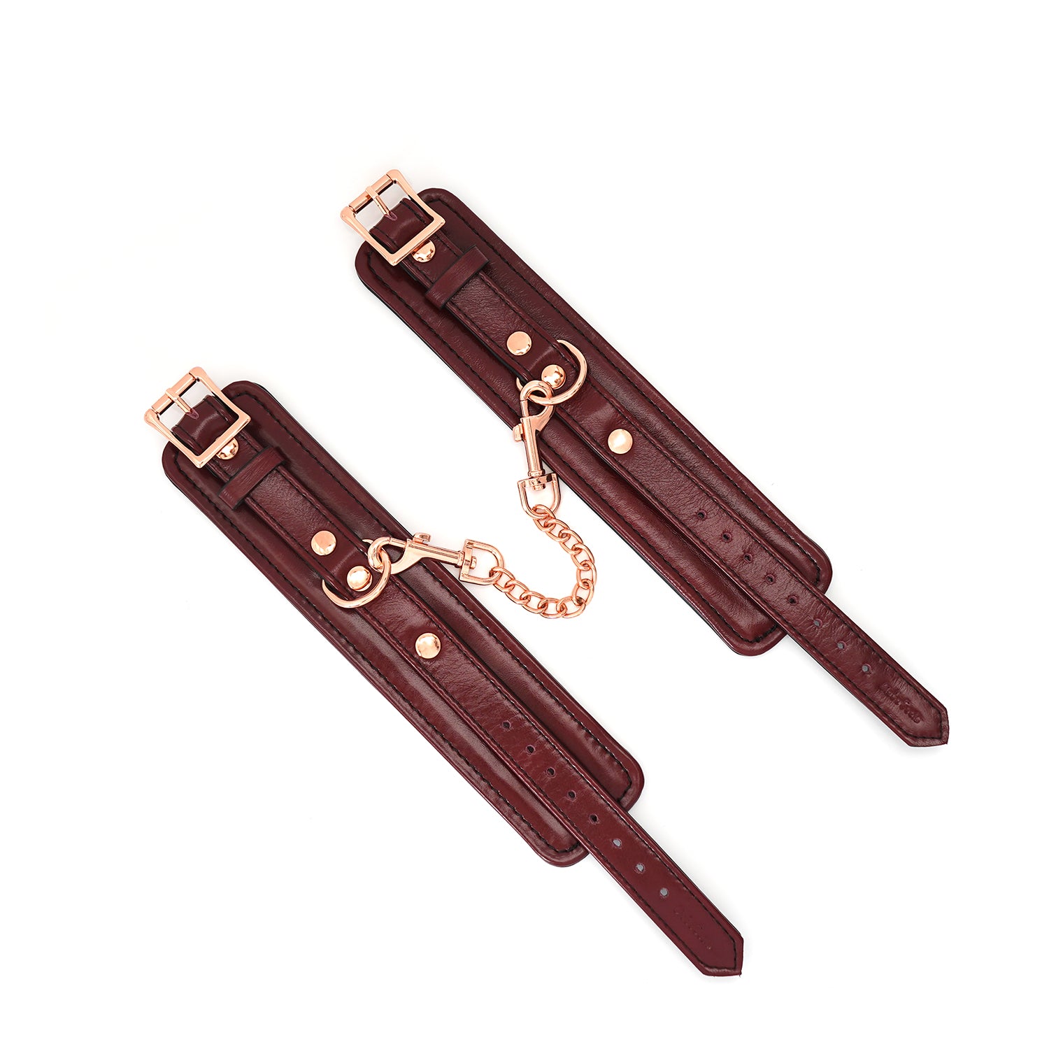 Burgundy leather handcuffs