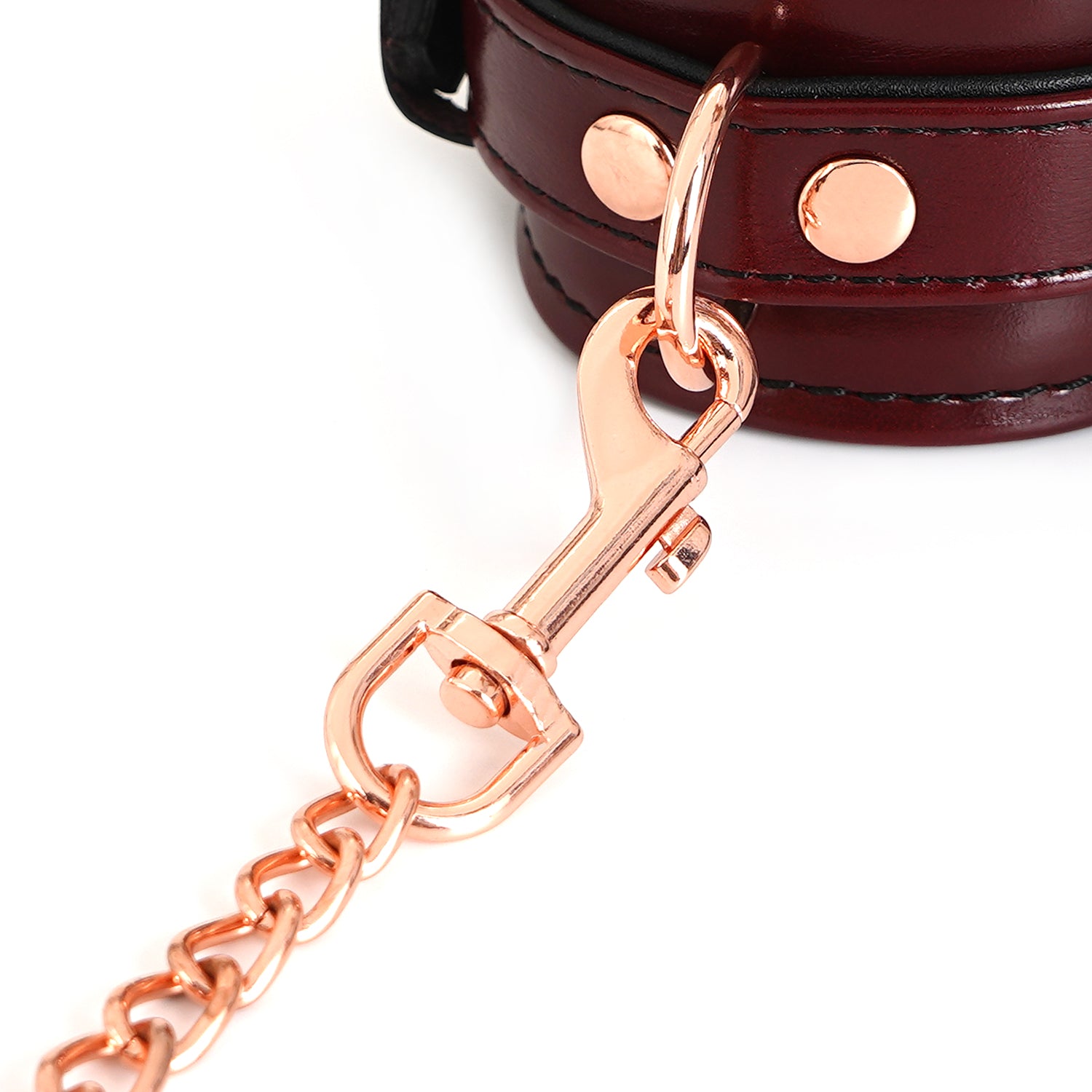 Burgundy leather handcuffs