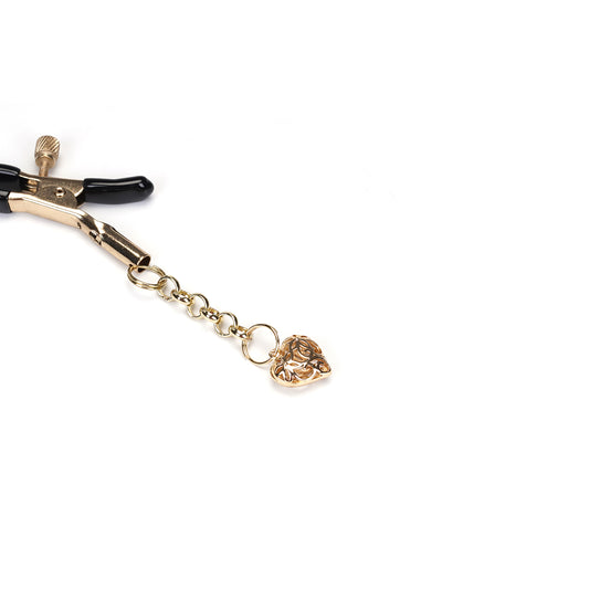 Pinces à tétons avec pendentif en forme de cœur