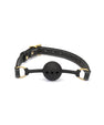 Gag Ball en cuir rigide noir couture