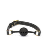 Gag Ball en cuir rigide noir couture