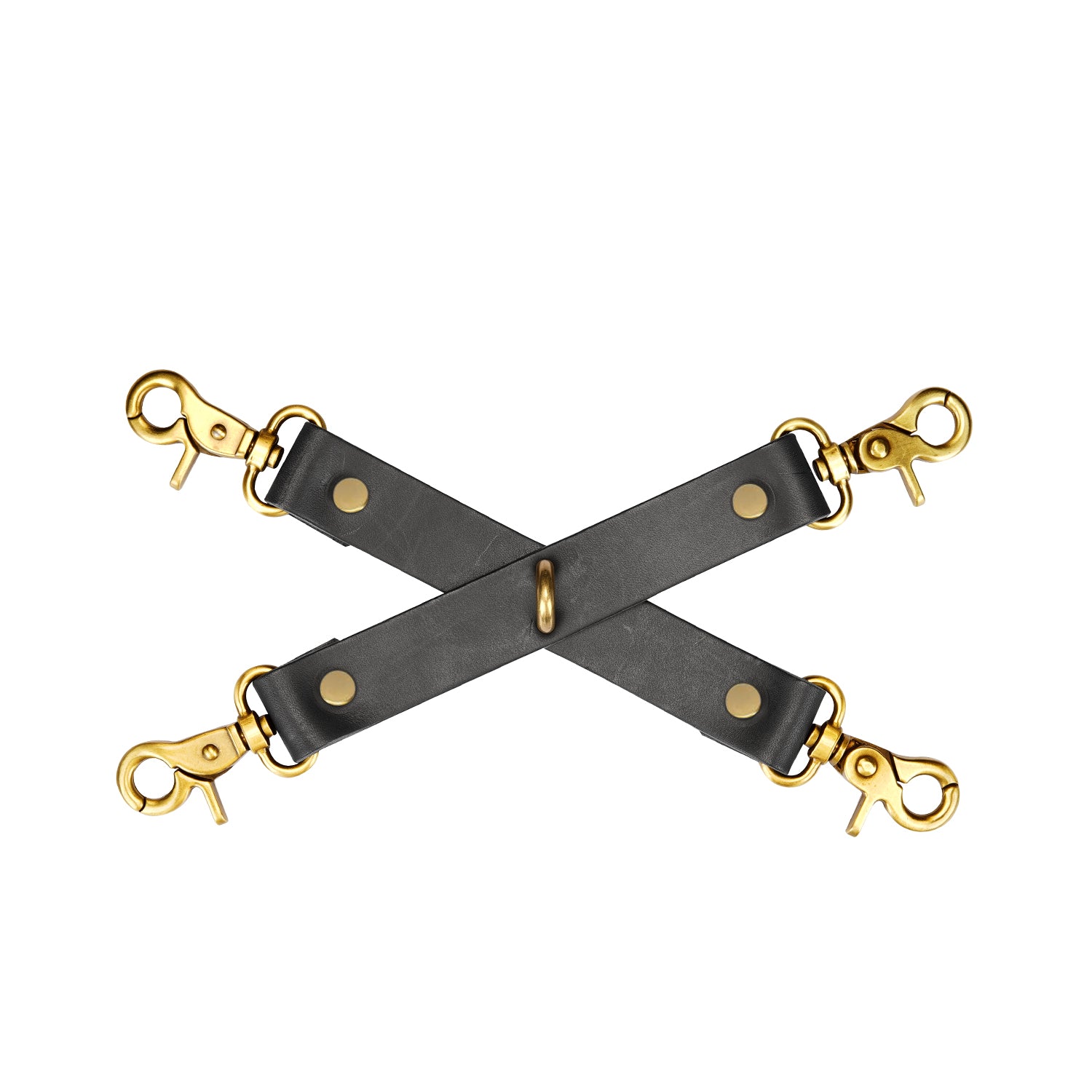 Connecteur cuir noir épais & or mat