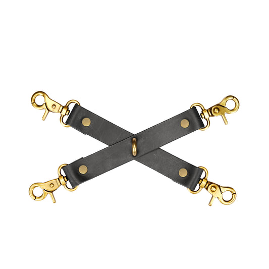 Thick black leather & matte gold connector