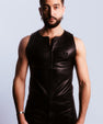 Faux leather zipped tank top