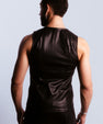 Faux leather zipped tank top