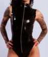 Zipped latex bodysuit