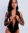Zipped latex bodysuit