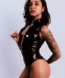 Zipped latex bodysuit