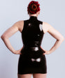 High-neck latex dress