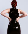 High-neck latex dress
