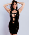 Latex buckle dress