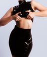 High-waisted latex miniskirt